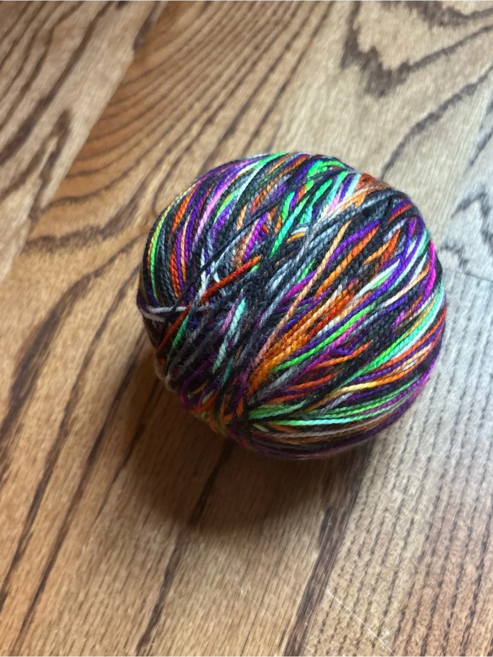 Yarn Hand Dyed Fingering Halloween Purple Orange Green Wool Blend 105g Knitting